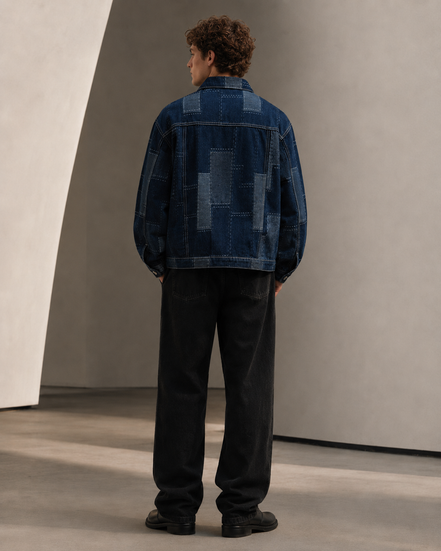 Men’s Loose Patchwork Denim Jacket