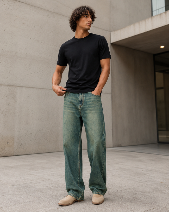 Men’s Straight Washed Denim