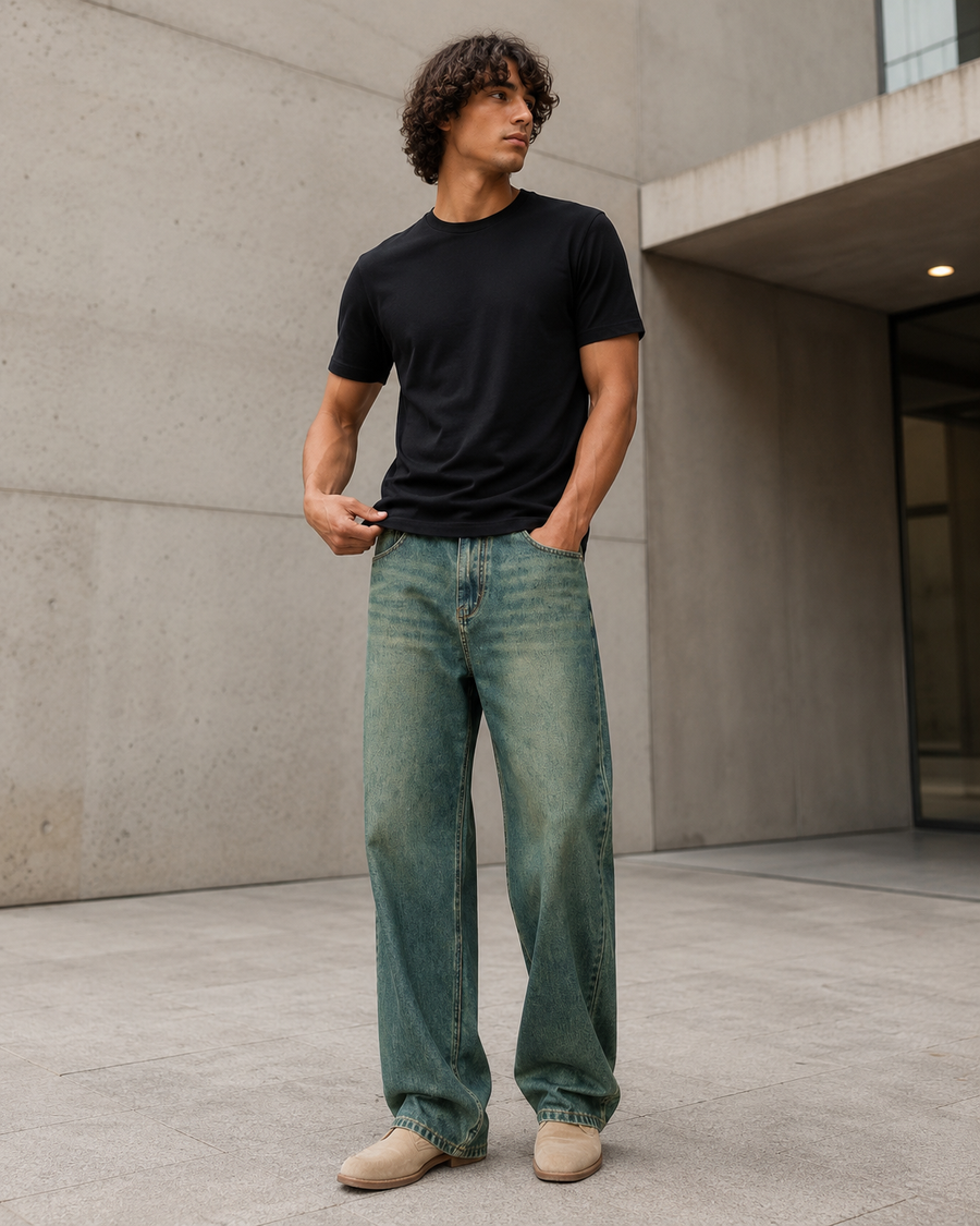 Men’s Straight Washed Denim