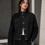 Women’s Stand-Collar Denim Jacket