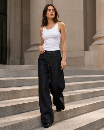 Women’s Wide-Leg Straight Baggy Denim