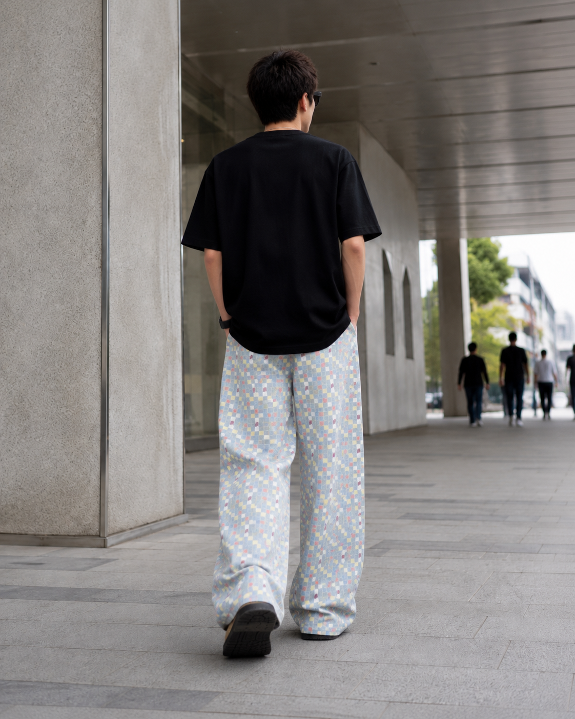 Men’s Casual Jacquard Plaid Denim