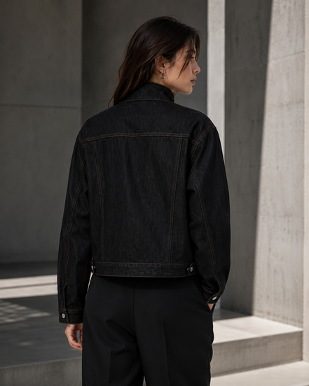 Women’s Stand-Collar Denim Jacket