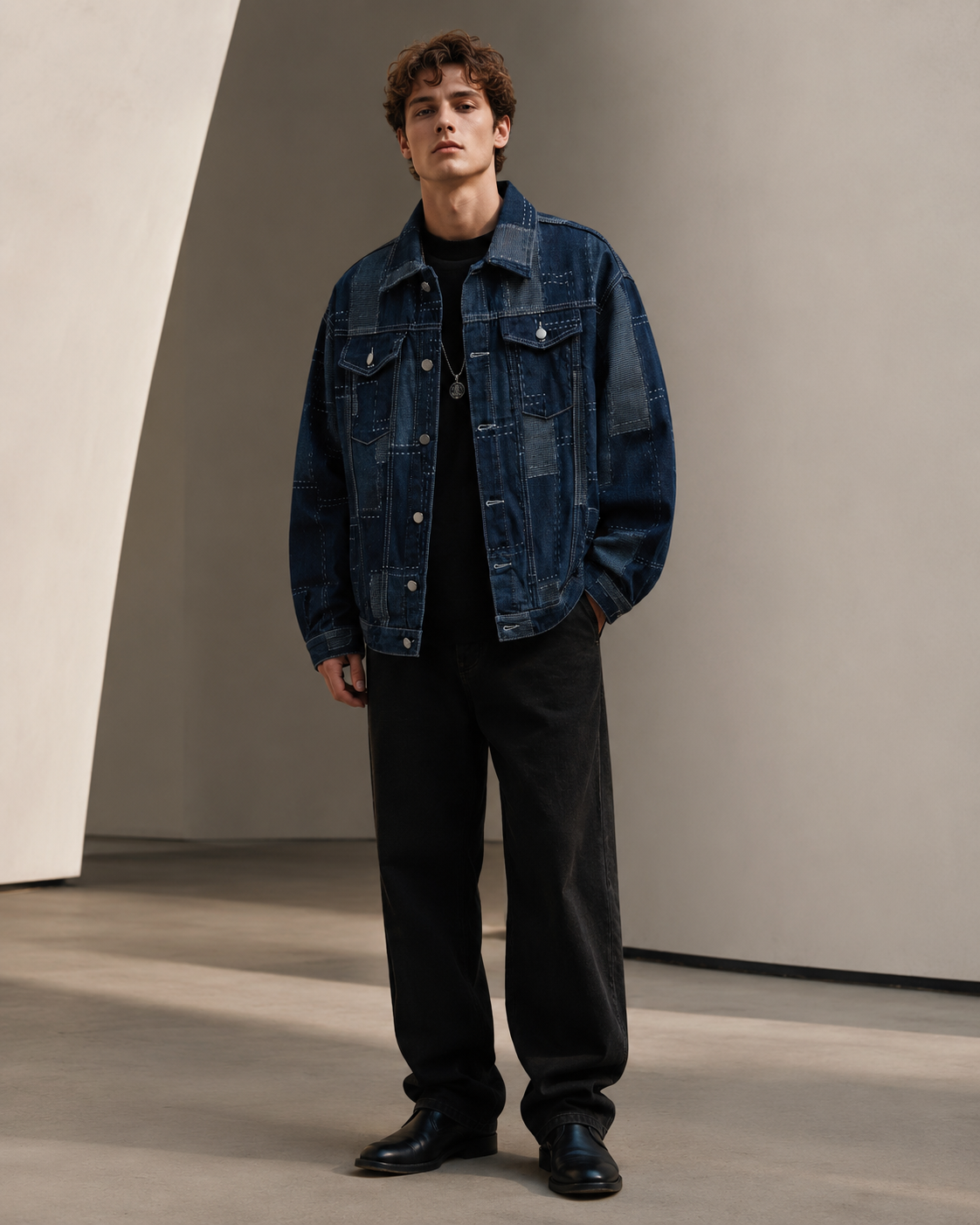 Men’s Loose Patchwork Denim Jacket