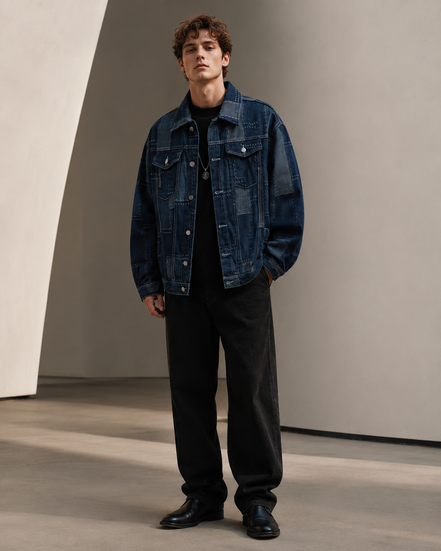 Men’s Loose Patchwork Denim Jacket