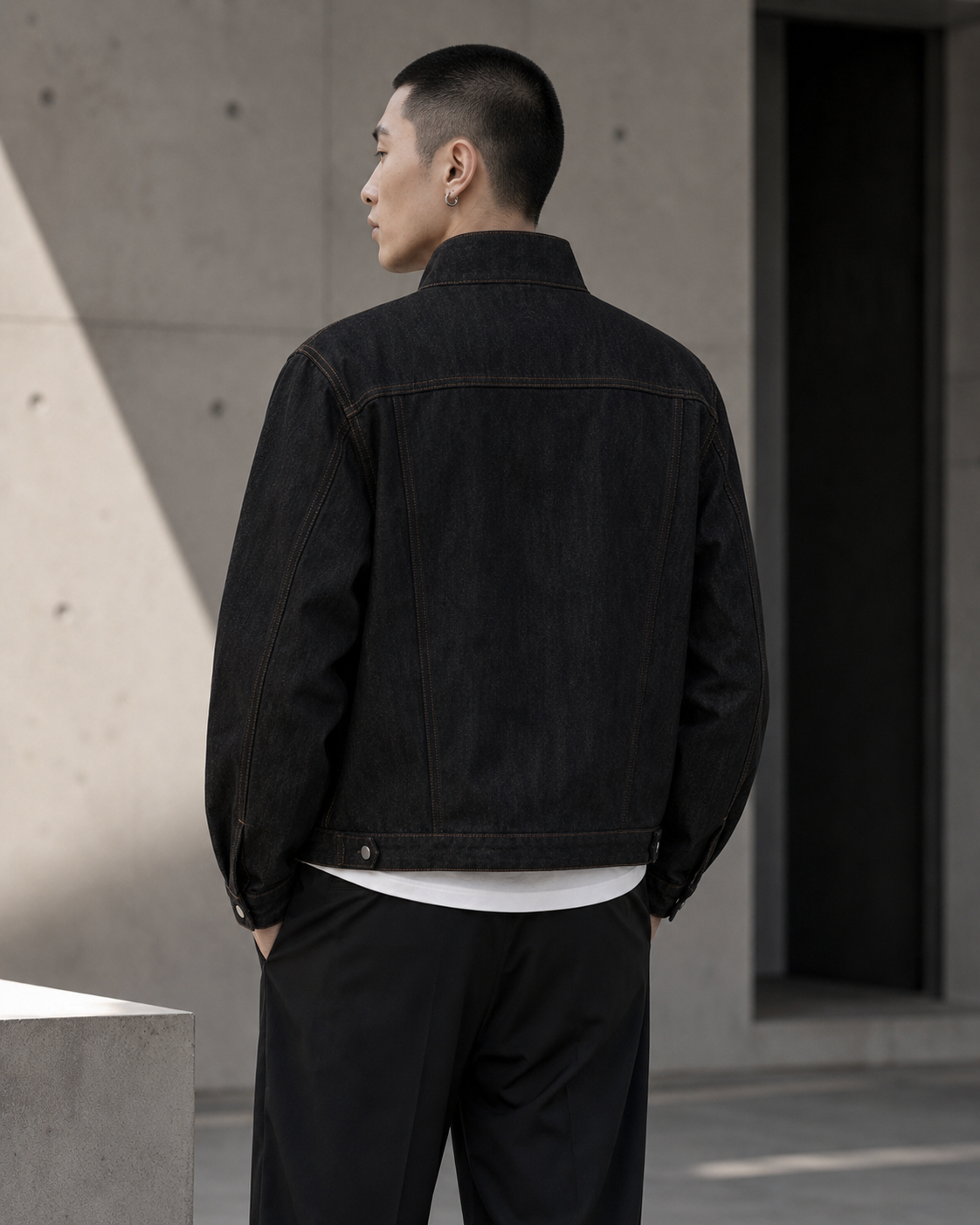 Men’s Stand-Collar Denim Jacket